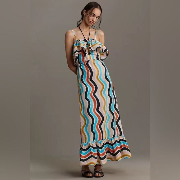 Farm Rio Sleeveless Ruffle Maxi Dress - Picture 1 of 8